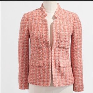 J Crew Coral and White Tweed Jacket